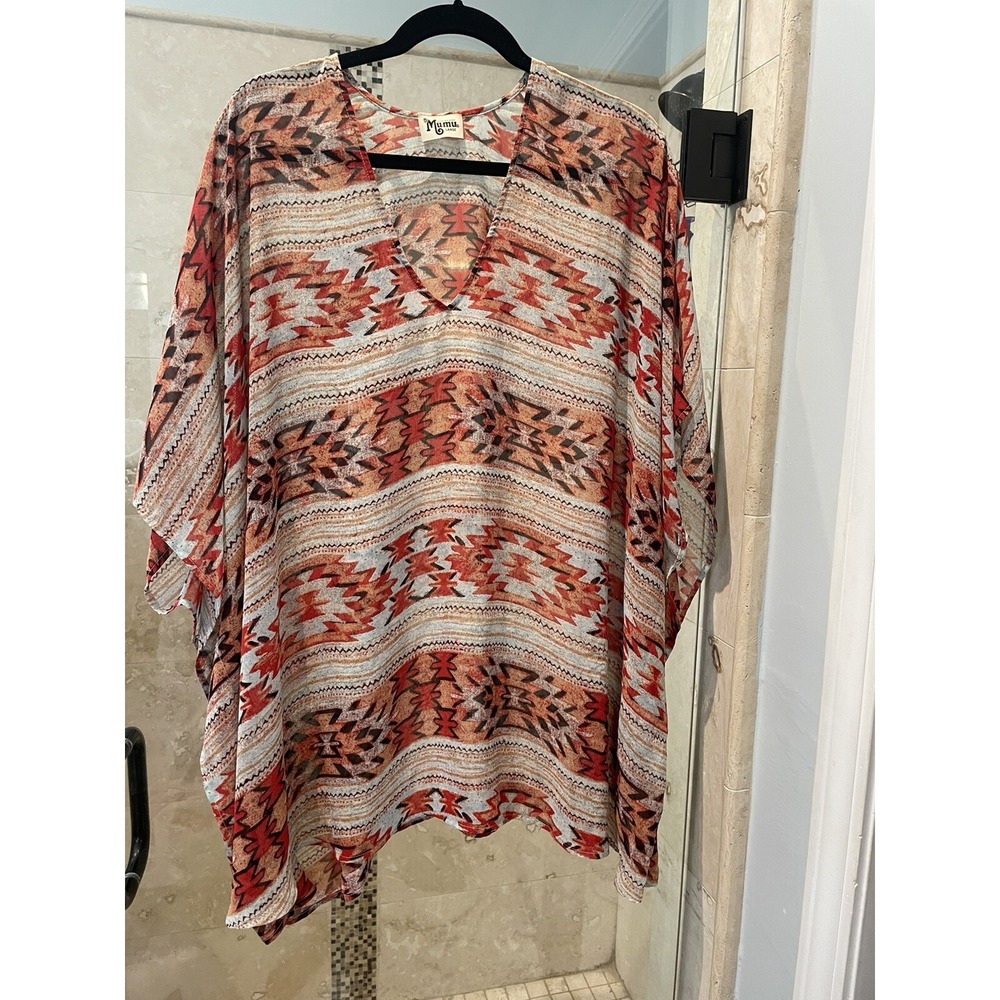 Show Me Your Mumu Aztec Semi Sheer Dress Kimono New Large